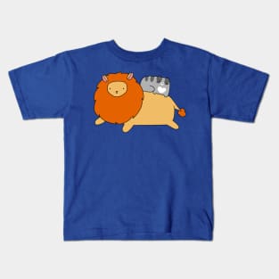 Lion and Blue Tabby Cat Kids T-Shirt